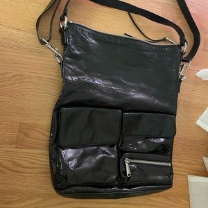 Black leather Hobo shoulder bag